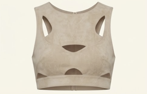 Suede Cutout Crop Top